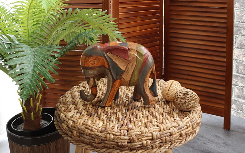 アジアン雑貨 バリ ゾウ オブジェ 置物 インテリア おしゃれ 木製