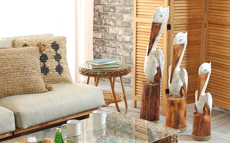 アジアン雑貨 ペリカン 木製オブジェ Lサイズ Z070716G 爆買 : ランド