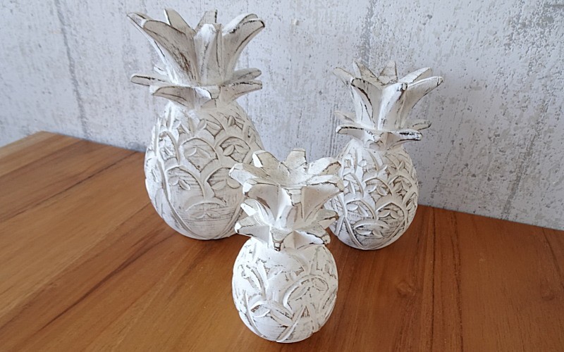 パイナップル 置物 オブジェ アジアン 雑貨 バリ 木製 Mサイズ 1個