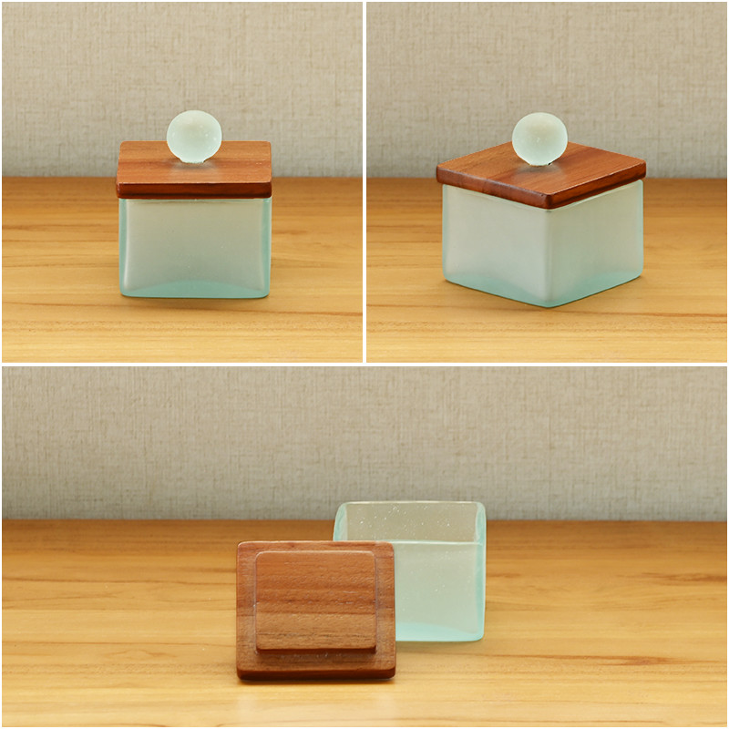 アジアン雑貨 バリ 小物入れ ガラスキャニスター コットンケース S