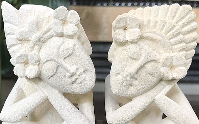 アジア バリ雑貨 パラス石製 オブジェ バリニーズ 2個組 z150102b