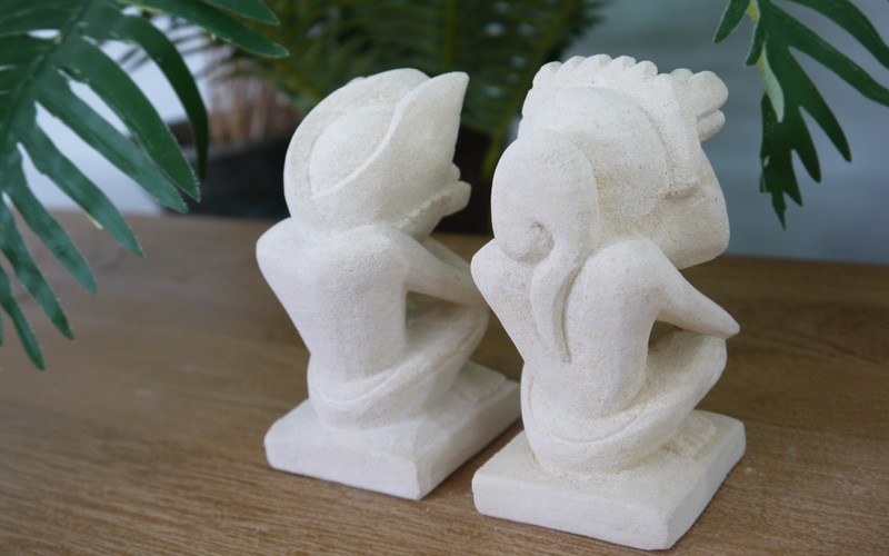 アジア バリ雑貨 パラス石製 オブジェ バリニーズ 2個組 z150102b
