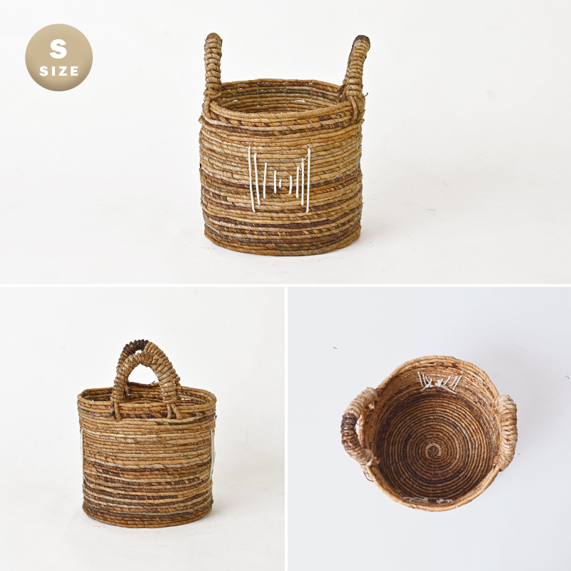 アウトレット アジアン家具 バスケット かご 収納 持ち手付き バナナ