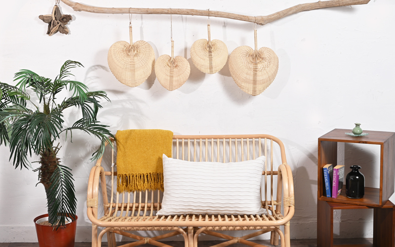 アジアン雑貨 ナチュラルファン うちわ Lサイズ パームリーフ ZSY0701L