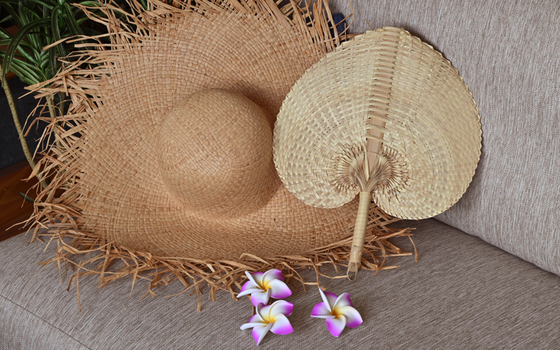 アジアン雑貨 ナチュラルファン うちわ Lサイズ パームリーフ ZSY0701L