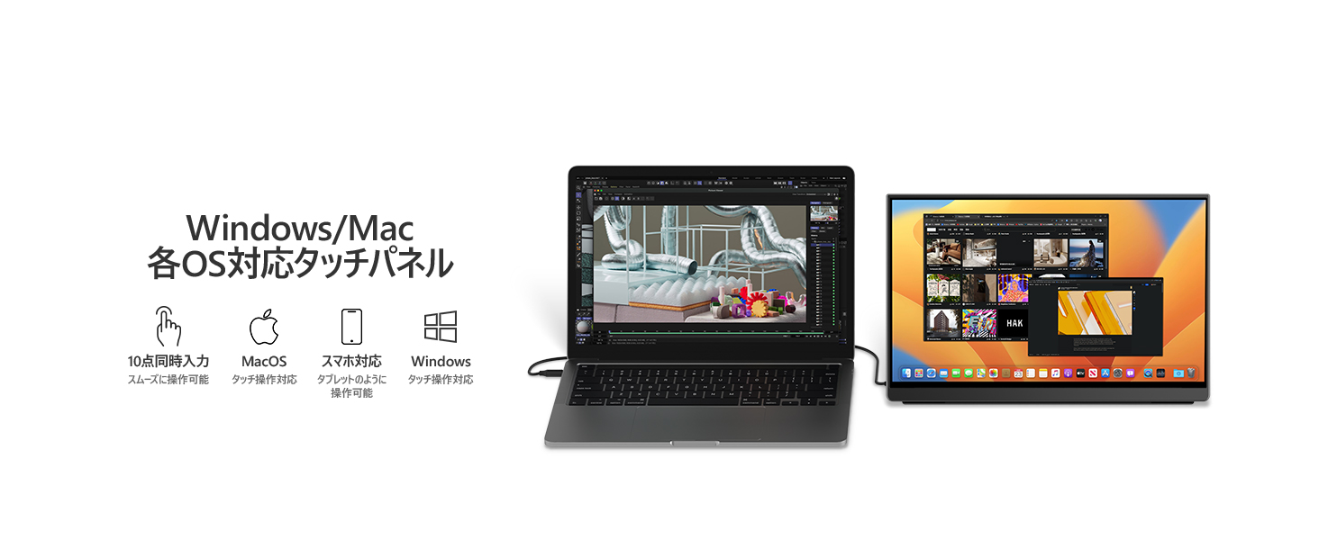 EHOMEWEI 4K有機EL モバイルモニター　タッチパネル対応15.6インチ EHOMEWEI モバイルモニター SP-156TW ゲーミングモニター 15.6