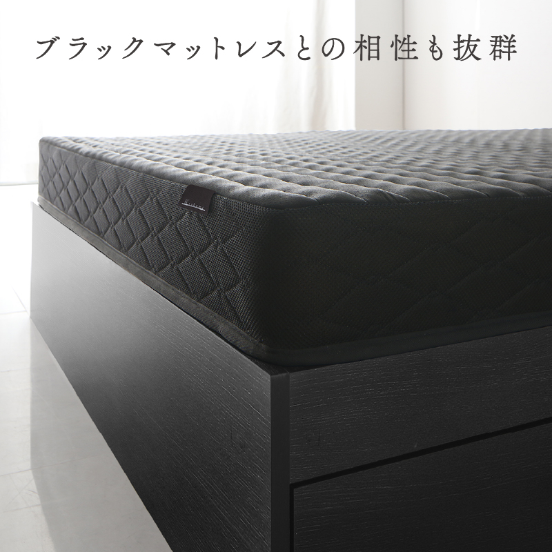 黒 セミダブルベッド 収納付き 黒い ブラック おしゃれ かっこいい ベット 収納 収納ベッド 宮 棚コンセント付き ベット ベッドフレームのみ セミダブル 【Branch】