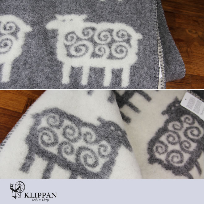 KLIPPAN（クリッパン） ウール ハーフブランケット ヒツジ 北欧 90cm
