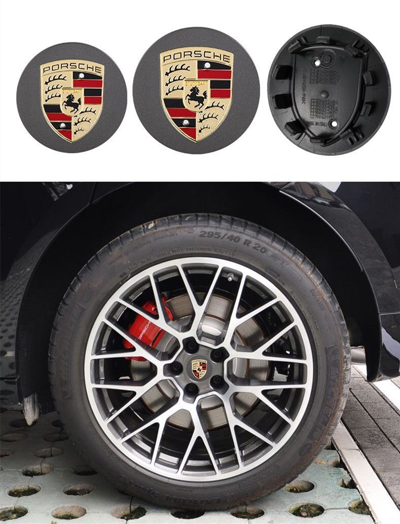 ポルシェ 65mm 75mm ホイールキャップ クレスト型 ホイールキャップステッカー Porsche バッジ シール センターキャップ クレスト ブラックシルバー｜lantsour｜05