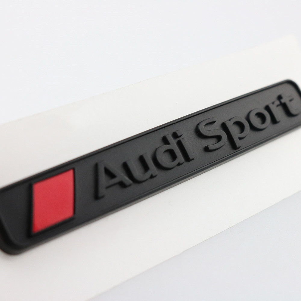 アウディ スポーツ エンブレム ステッカー サイド フェンダー トランク 3Dバッジ AUDI SPORT ブラック 2個