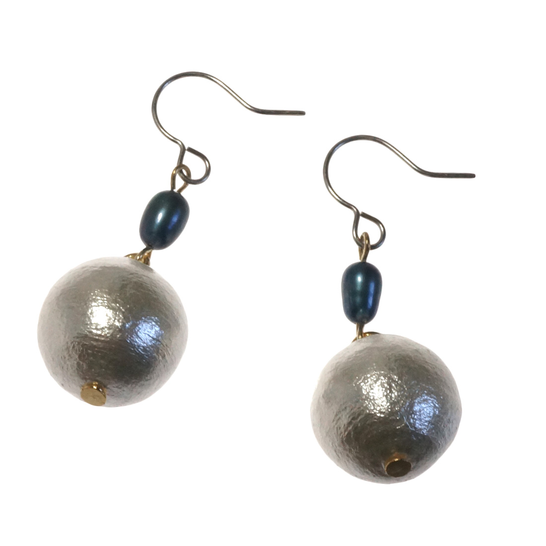 ピアス コットンパール 淡水パール 淡水真珠 バロックパール 人工真珠