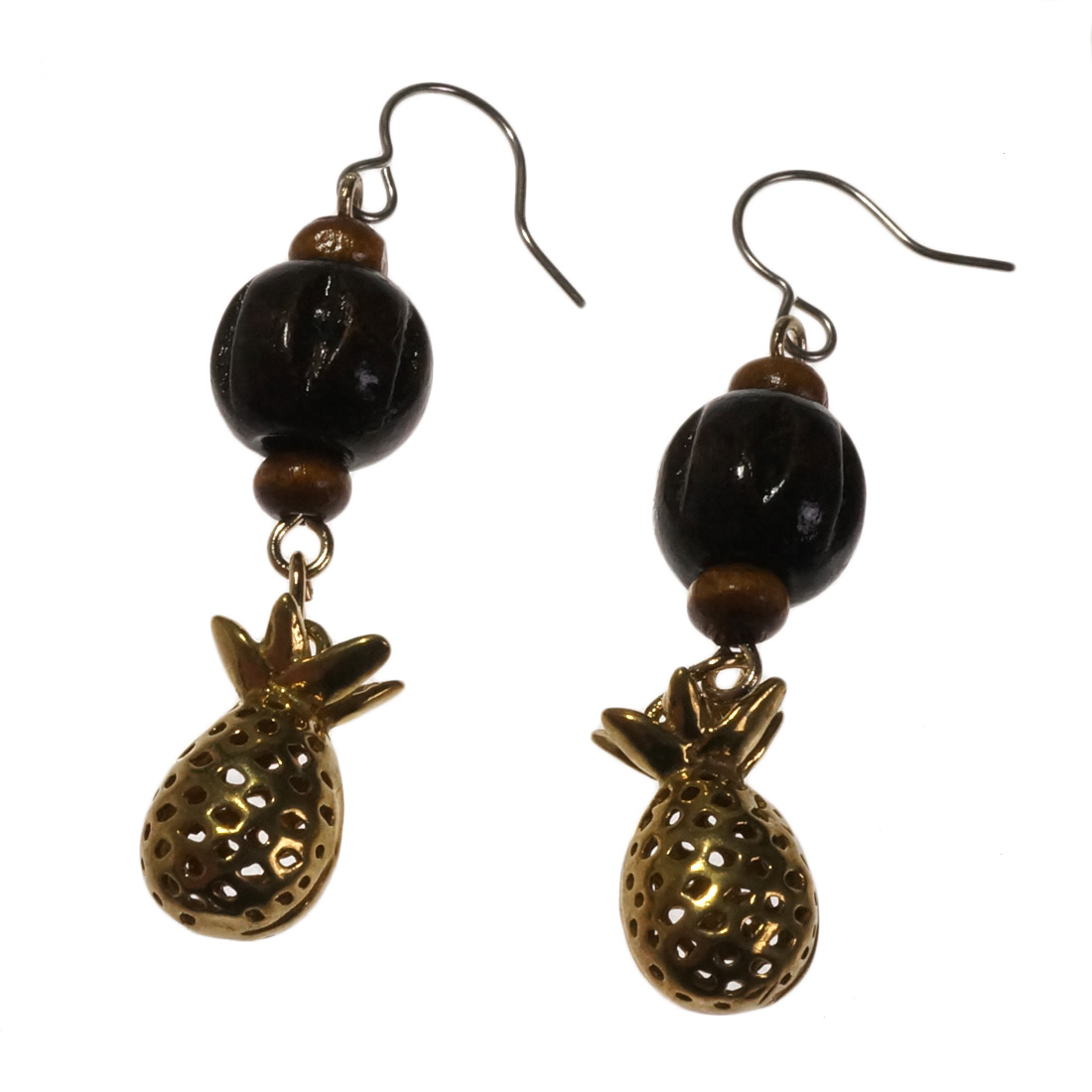 サージカルステンレスパイナップルさざれ石ピアスイヤリング