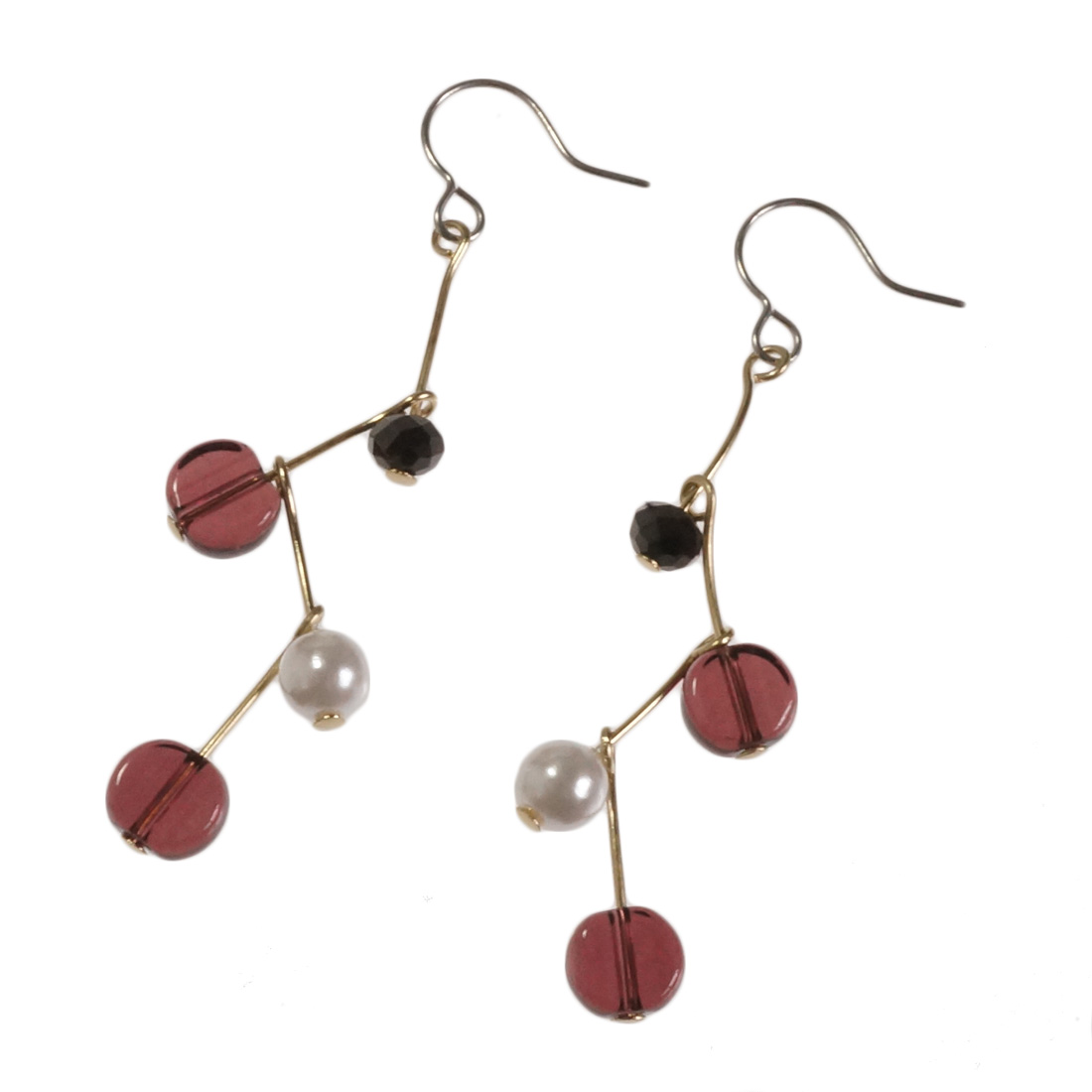 ピアス クリアビーズ プラスチックパール 小枝 ジグザグ 枝分かれ