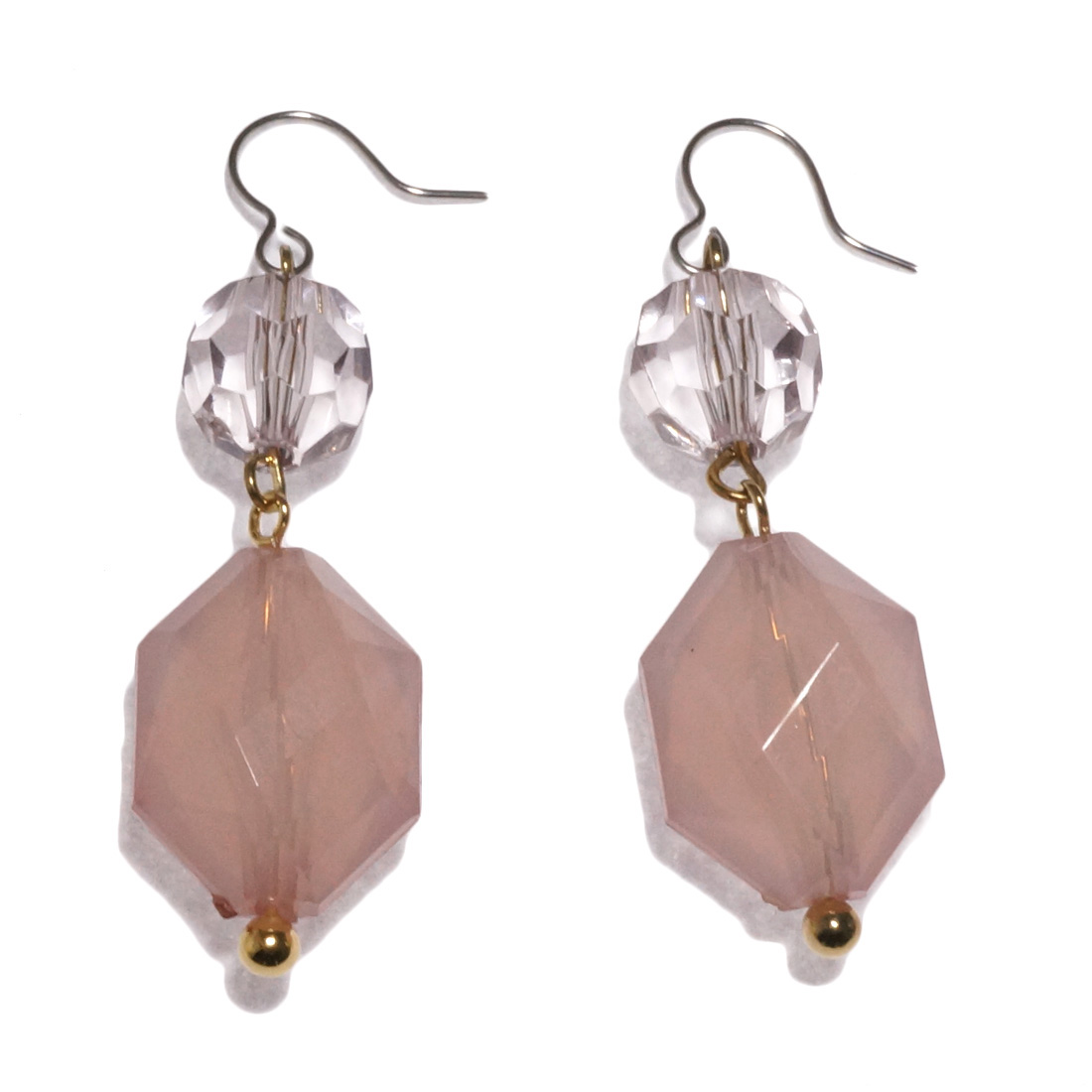 レディースピアス マーブル ビーズ ピンク系 ピンク調 エスニック