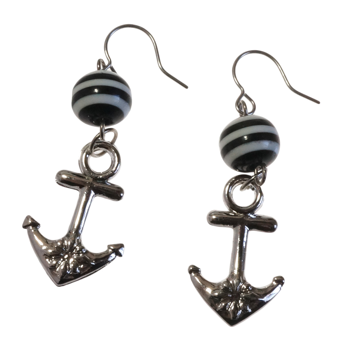 レディースピアス 錨 イカリ アンカー マリンスタイル ストライプ 横縞