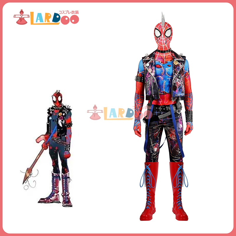 アクロス・ザ・スパイダーバース Spider-Punk Hobart ホバート・“ホービー”・ブラウン / スパイダーパンク コスプレ衣装 靴付き コスチューム cosplay