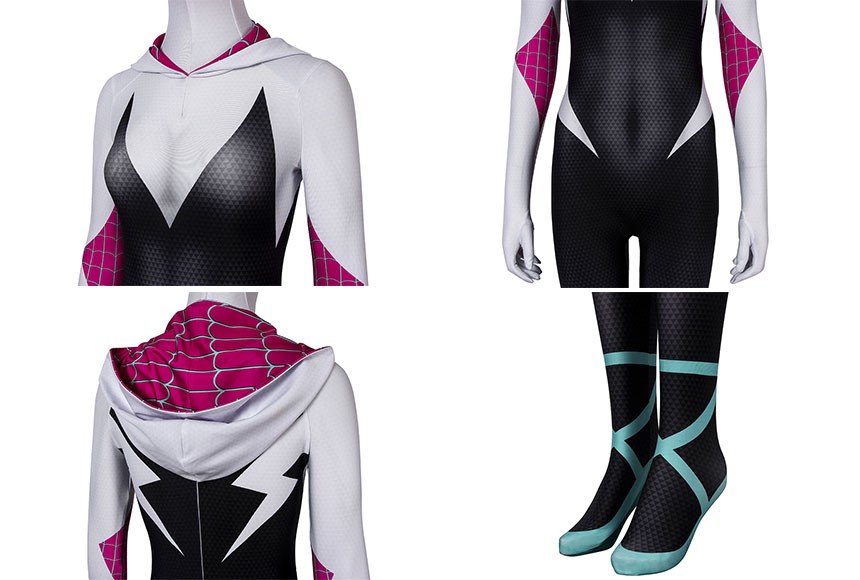 【国内発送・関税込】ハロウィン★スパイダーグウェン スパイダーグウェンコスプレボディスーツ：女性用のレッド