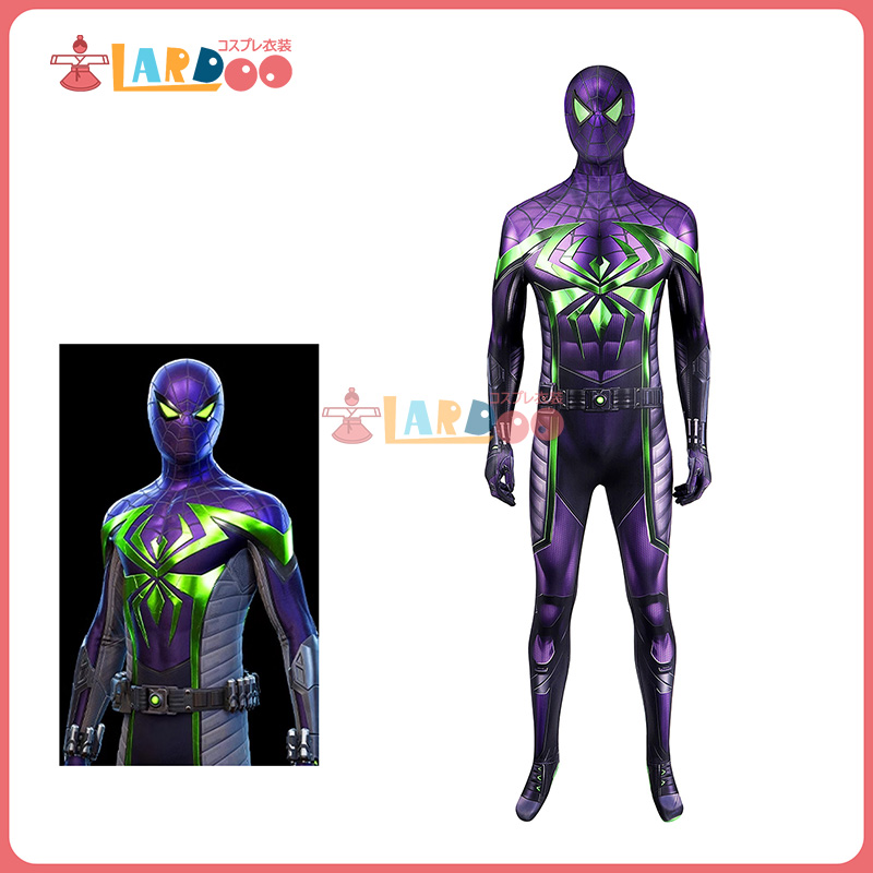 スパイダーマン Miles Morales Purple Reign マイルズ モラレス Suit コスプレ衣装 コスチューム cosplay｜lardoo-store