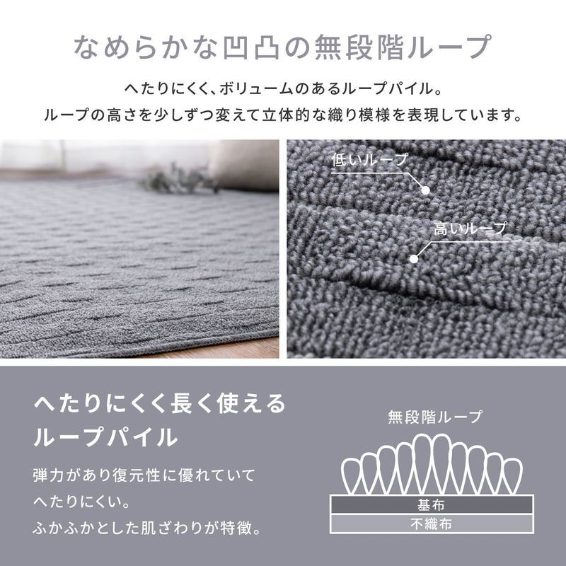 敷き詰めカーペット タフト 平織り 抗菌 防臭 カットOK 日本製 「メテオ」 グレー 萩原株 敷き詰めカーペット 種類 江戸間8畳 ラグ 東京百貨店