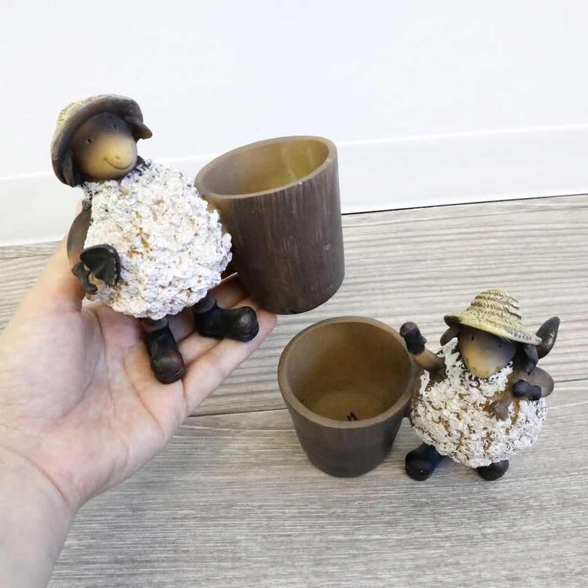 ディスプレイとしてかわいい♪ ミニプランター ヒツジ 2SET かわ畑貿易 人形・置物・オブジェ 