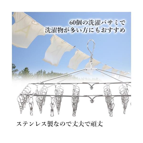 ピンチハンガー ステンレス 60ピンチ 洗濯バサミ スリム 洗濯ハンガー 物干しハンガー おしゃれ ズボン用 靴下 C 本店