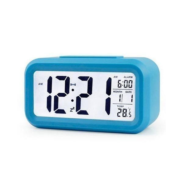目覚まし時計 置時計 おしゃれ デジタル ライト 時計 見やすい シンプル 温度計 多機能 ブルー ((S :FK18815-A2203:LARGO  !店 通販 