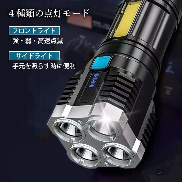 懐中電灯 強力照射 ハンディライト 作業灯 USB充電式 防水 マルチ