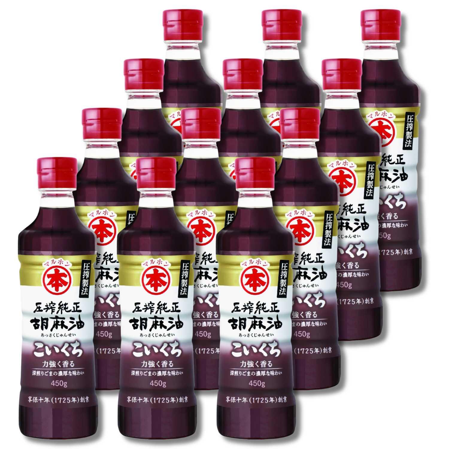 マルホン　胡麻油12本セット マルホン 12個セット 圧搾純正 胡麻油 濃口 450g 竹本油脂 ペット