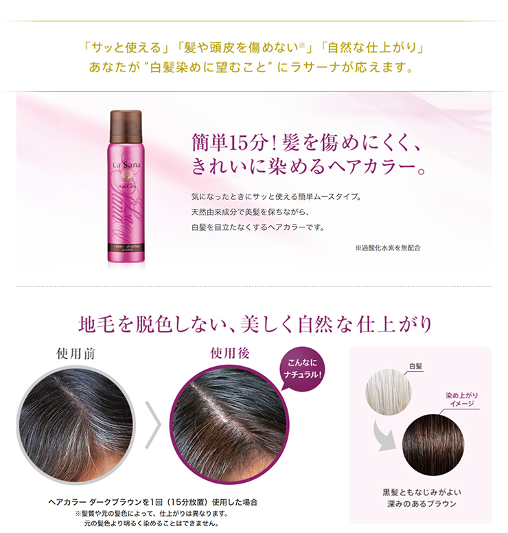 白髪染め ラサーナ ヘアカラー ムース ダークブラウン 80g 医薬部外品