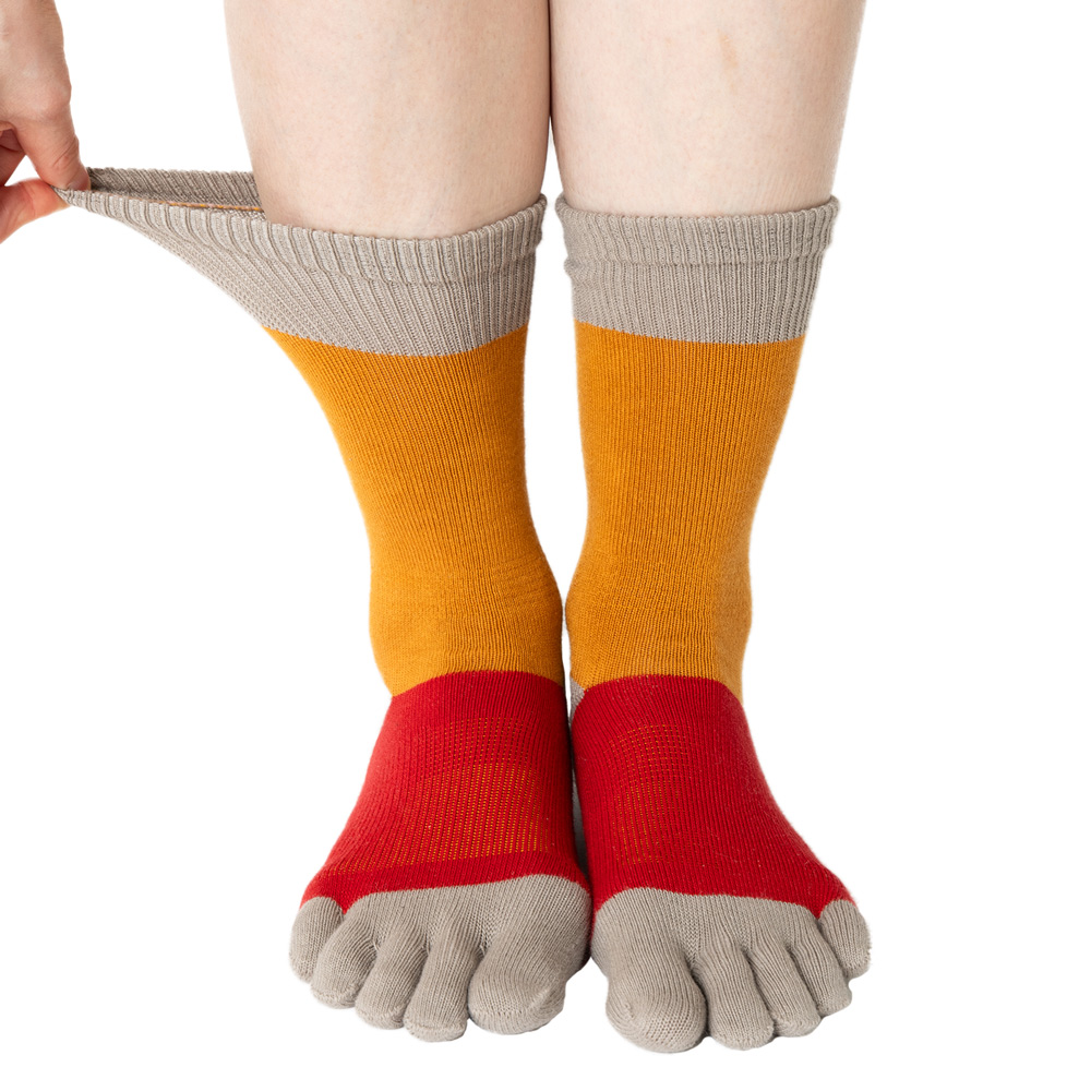 5本指ソックス クルー 22-24cm 外反母趾 抗菌防臭 10693 ユビラックス スリーカラーズ カラフル サポート  レディース 五本指 靴下 日本製 LASANTE |  | 04