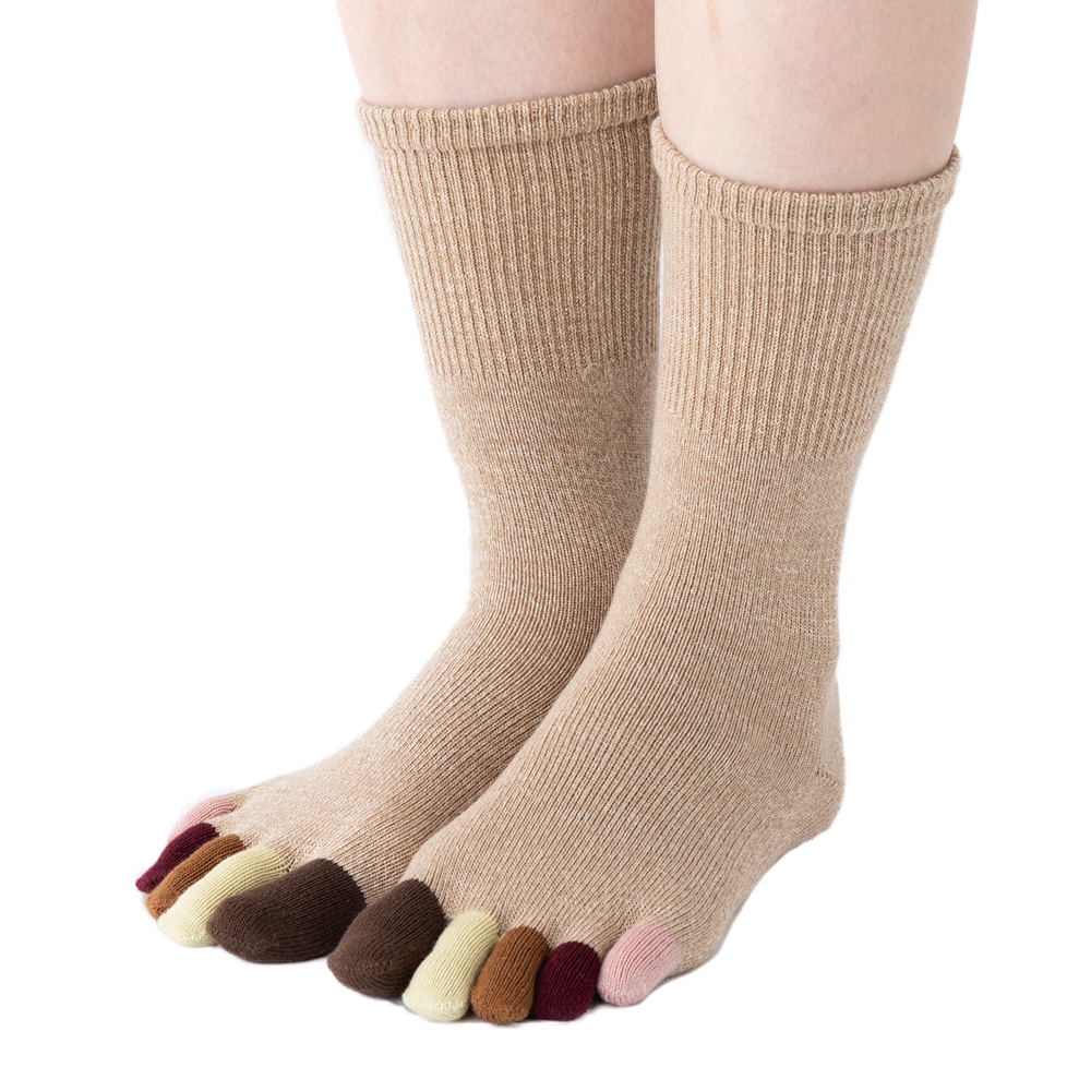 5本指ソックス クルー 22-24cm 中厚 ゆったり 30713 ユビラックス 指先マルチ カラフル レディース 五本指 靴下 日本製 LASANTE |  | 01