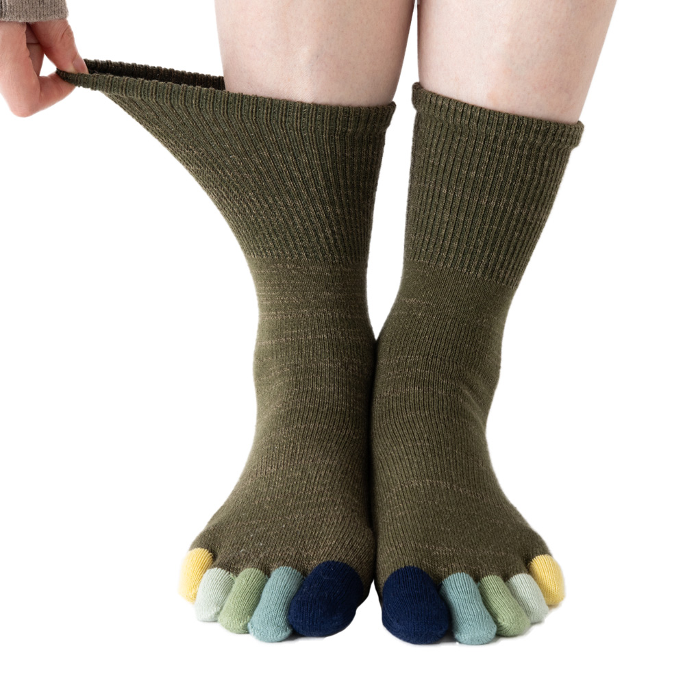 5本指ソックス クルー 22-24cm 中厚 ゆったり 30713 ユビラックス 指先マルチ カラフル レディース 五本指 靴下 日本製 LASANTE |  | 02