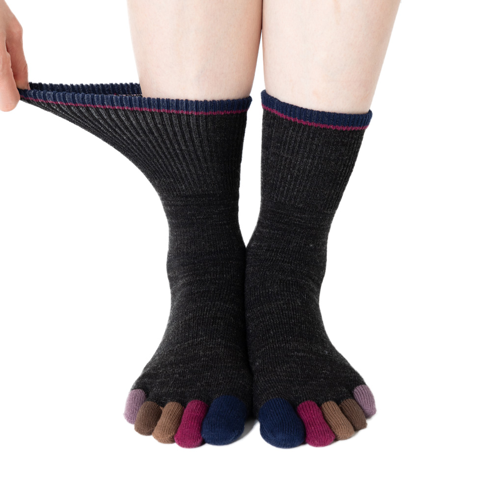 5本指ソックス クルー 22-24cm 24-26cm ゆったり 40733 ユビラックス 指先マルチ ウール混 締め付けない レディース メンズ 五本指 靴下 日本製 LASANTE |  | 01
