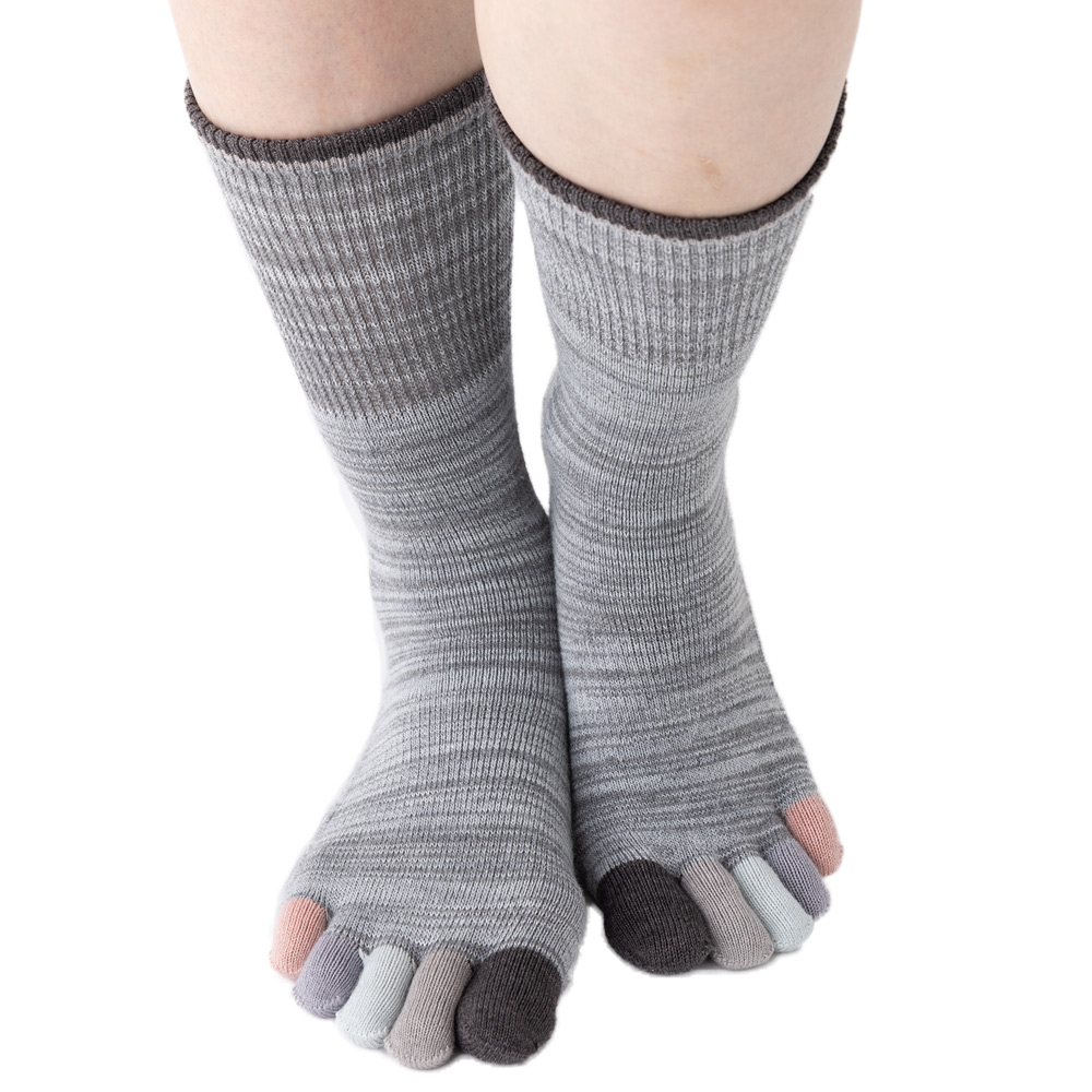 5本指ソックス クルー 22-24cm 24-26cm ゆったり 40733 ユビラックス 指先マルチ ウール混 締め付けない レディース メンズ 五本指 靴下 日本製 LASANTE |  | 02