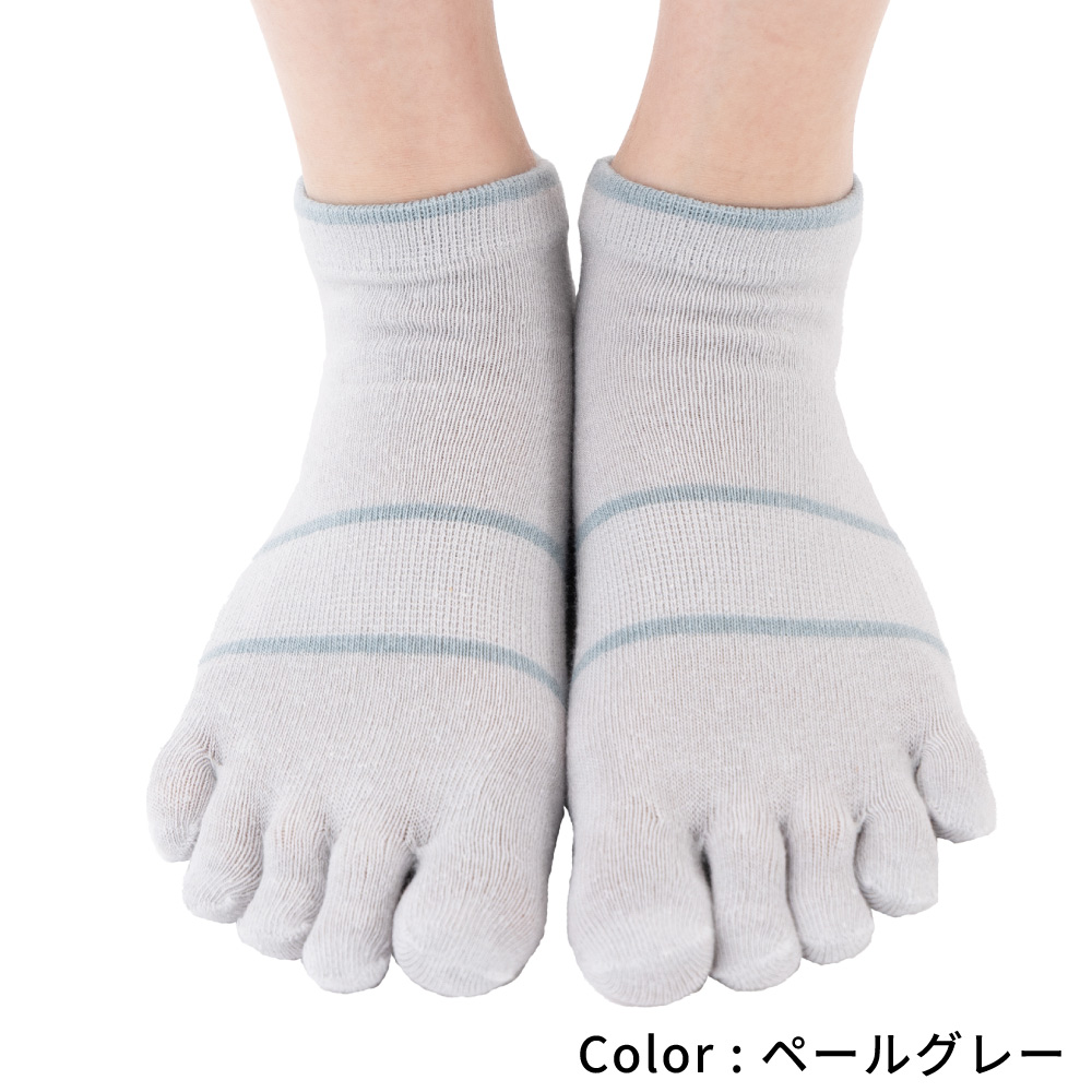 5本指ソックス スニーカー丈 22-24cm 60962 綿麻 薄手 レディース 五本指 靴下 日本製 LASANTE |  | 02