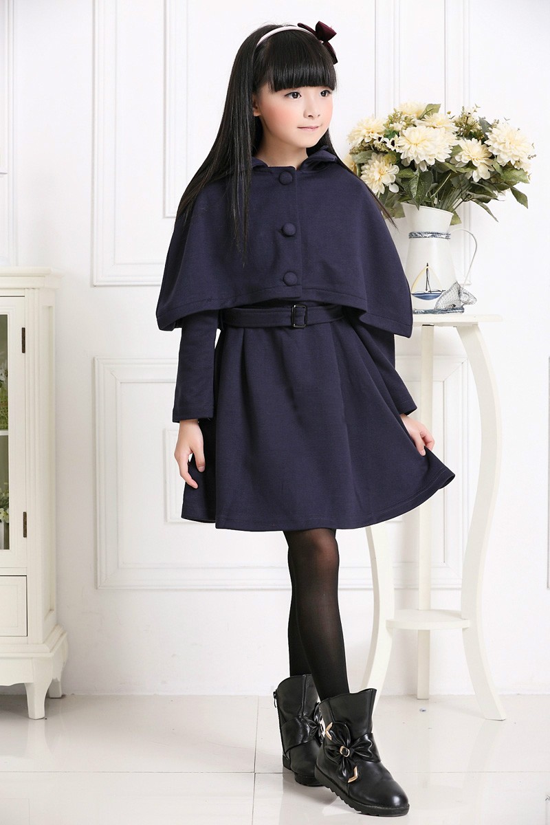 ワンピース おそろいのケープ付き 100 110 120 130 140 長袖 女の子