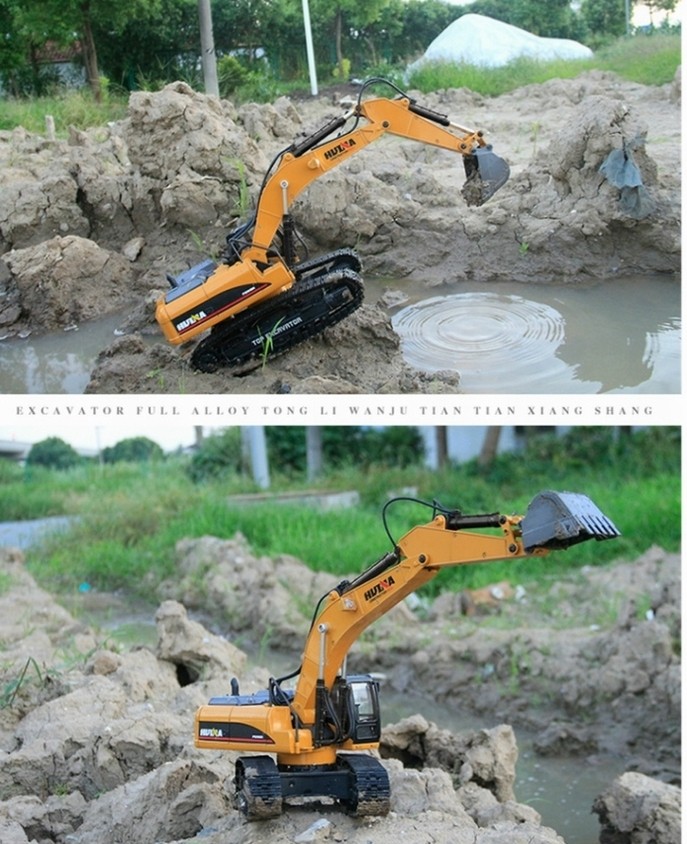 ラジコン　油圧　ショベルカー　Huina 1580　アタッチメント多数　 ユンボ 楽天市場】HuiNa Toys 1580 23CH フルメタル 1/14 RC ショベル （RTR