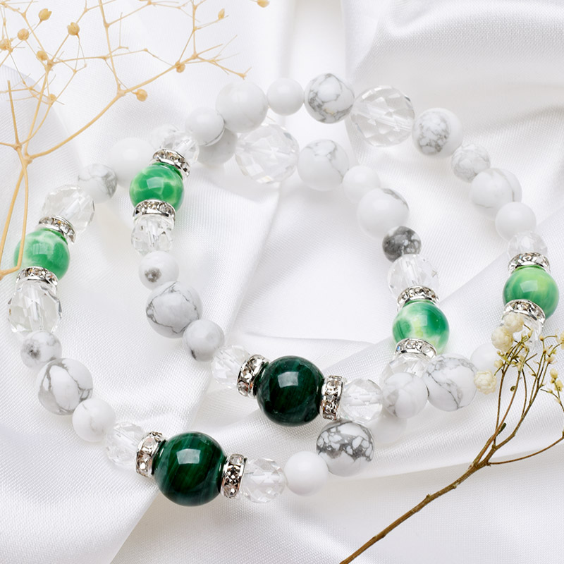 7月デザイン☆選べる3種】 天然石 パワーストーン ハウライト ブルー