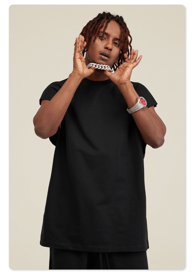 ビッグシルエット タンクトップ ノースリーブ シャツ ストリートファッション ヘビーウェイト カットオフ Tシャツ メンズ レディース |  | 01