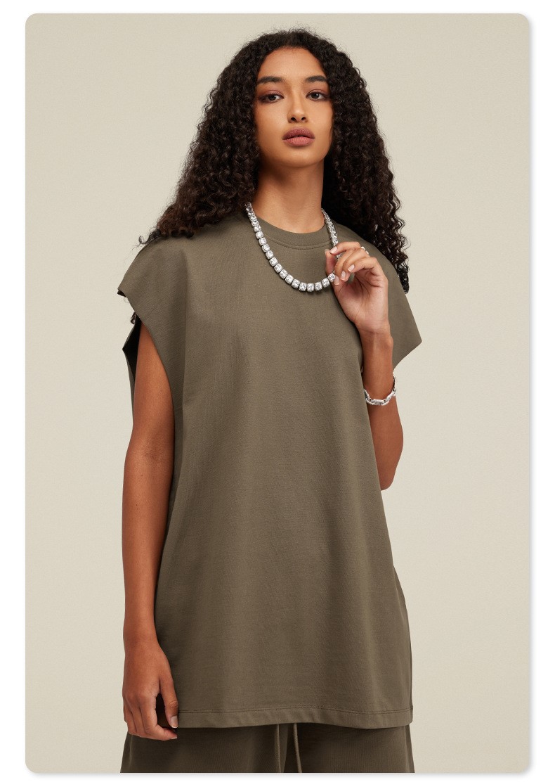 ビッグシルエット タンクトップ ノースリーブ シャツ ストリートファッション ヘビーウェイト カットオフ Tシャツ メンズ レディース |  | 06