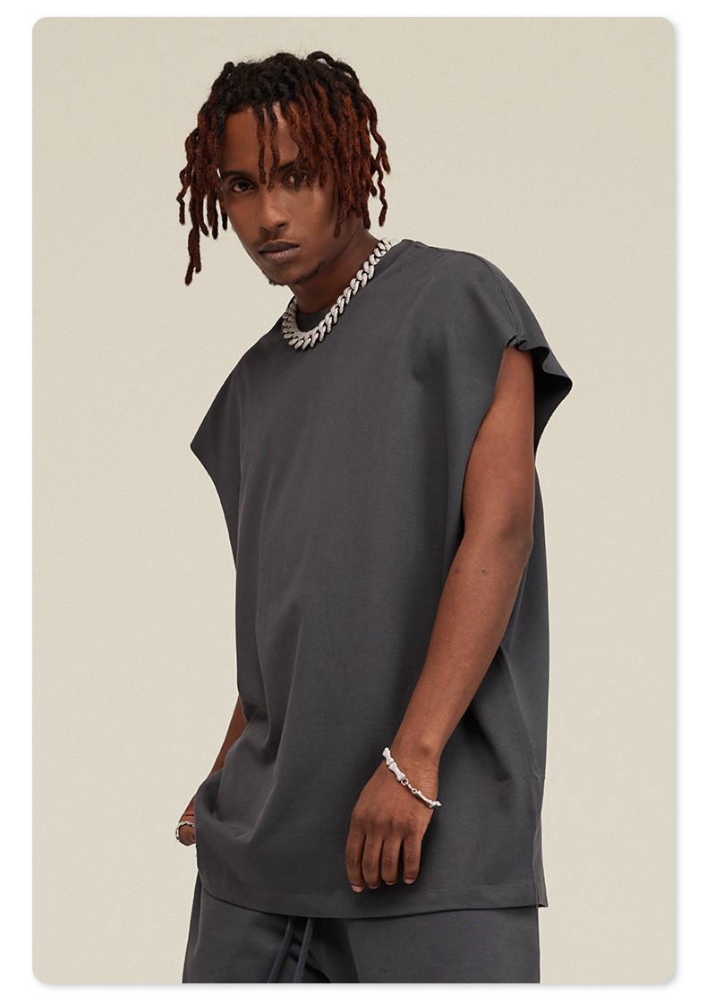 ビッグシルエット タンクトップ ノースリーブ シャツ ストリートファッション ヘビーウェイト カットオフ Tシャツ メンズ レディース |  | 03