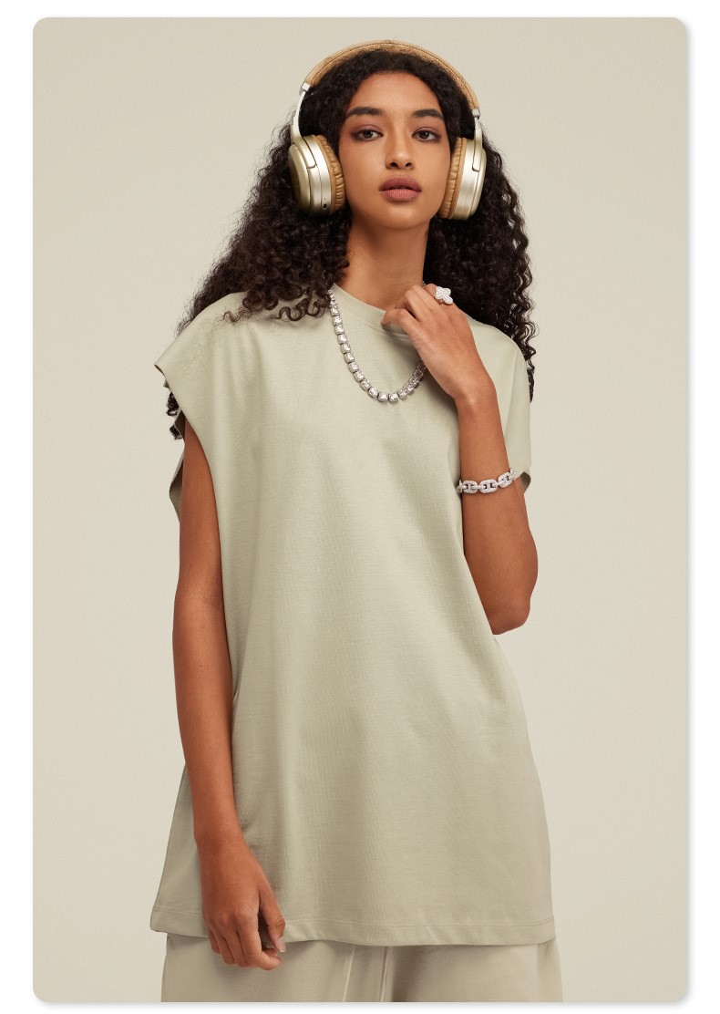 ビッグシルエット タンクトップ ノースリーブ シャツ ストリートファッション ヘビーウェイト カットオフ Tシャツ メンズ レディース |  | 07