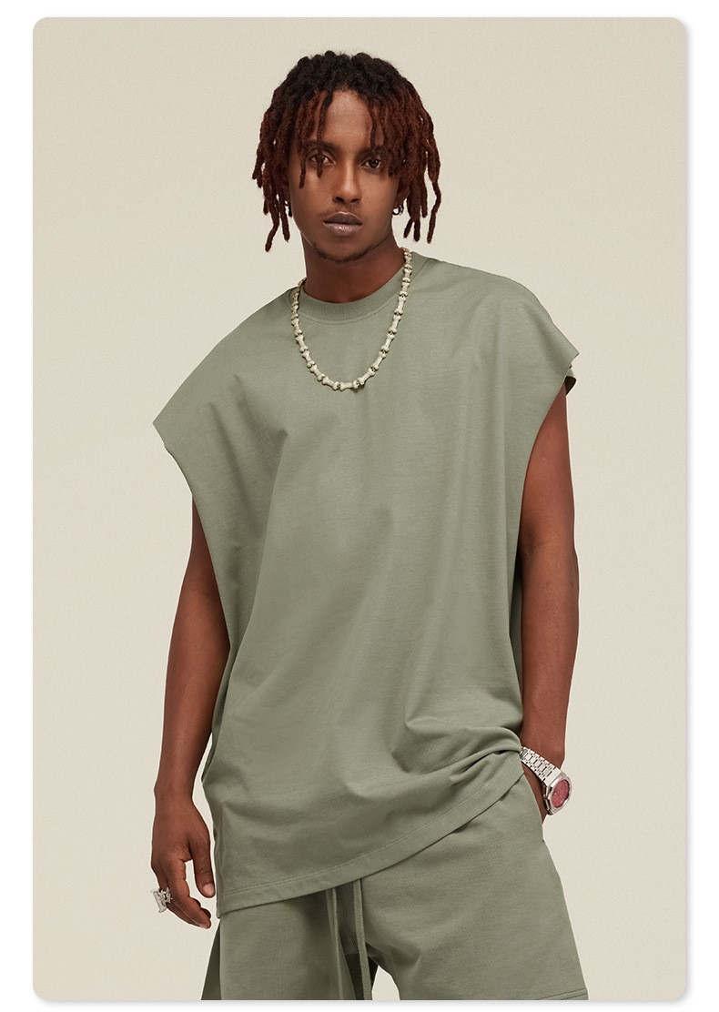 ビッグシルエット タンクトップ ノースリーブ シャツ ストリートファッション ヘビーウェイト カットオフ Tシャツ メンズ レディース |  | 05