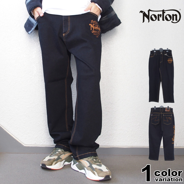 ノートン（NORTON） デニムパンツ ワンウォッシュ バギー 刺繍 