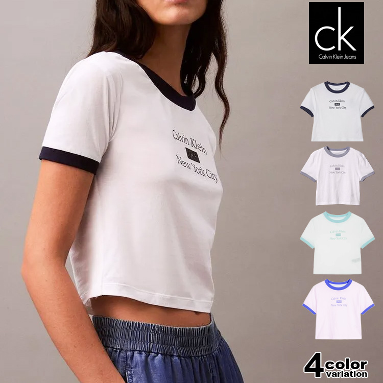 トップス kisstheclub monogram baby tee Calvin Klein（カルバン・クライン） クロップ Tシャツ ショート丈