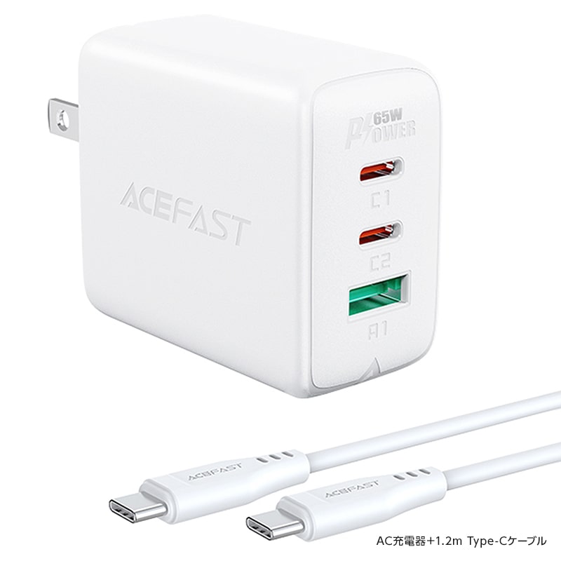 AceFast ブランド 急速充電器 PD 65w チャージャー ACアダプター USB-C USB-A 3台同時充電 急速充電 高速充電 AC充電器  Type-C Type-A iPhone iPad MacBook :a15:ラウダ公式ストアYahoo!店 - 通販 - Yahoo!ショッピング