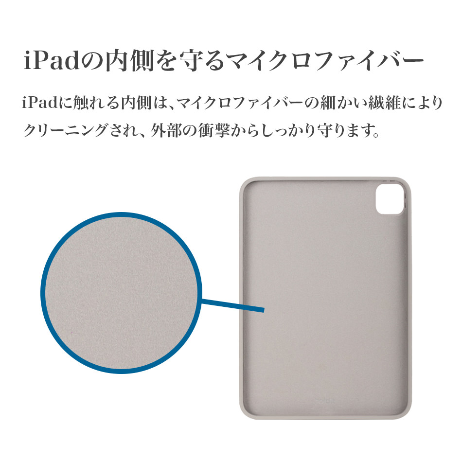 iPadの内側を守るマイクロファイバー