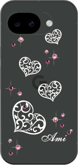 名入れ♡ハートデビル✨ラインストーン✨ゴージャス✨名前入れ✨可愛い♡ハンドメイド Google Pixel Pixel10a グーグルピクセル10a らふら 名入れ