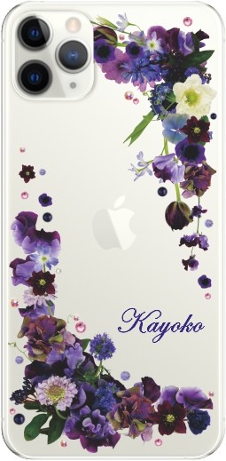 iPhone11 Pro ケース アイフォン11プロ カバー ラインストーン かわいい フラワー 花柄 らふら 名入れ 押し花風 ウィンドーフラワー | iPhone 11 Pro | 05
