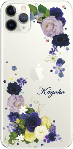 iPhone11 Pro ケース アイフォン11プロ カバー ラインストーン かわいい フラワー 花柄 らふら 名入れ 押し花風 ウィンドーフラワー | iPhone 11 Pro | 06